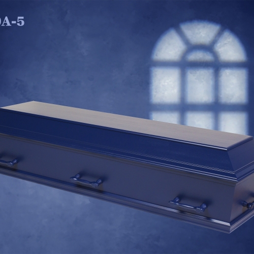 Mørkeblå kiste med moderne og elegant finish